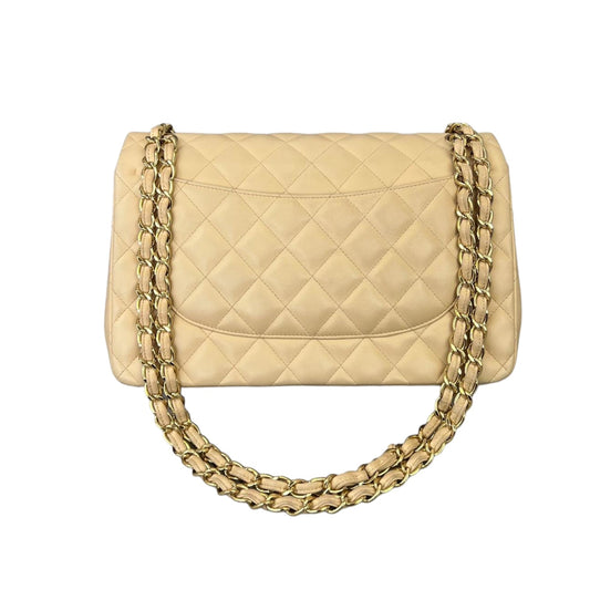 Chanel Double Flap Jumbo Beige Lambskin GHW