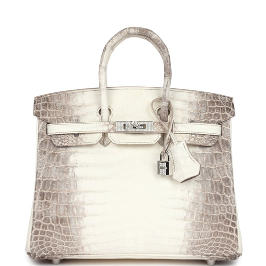 Hermes Birkin 25 Himalaya Niloticus Crocodile Diamond Encrusted Palladium Hardware